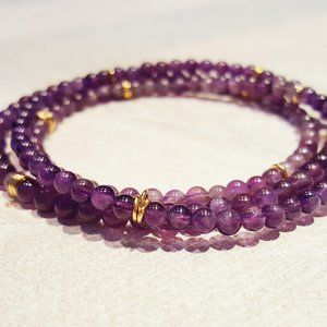 Amethyst Wrap Bracelet with Gold Plated Findings